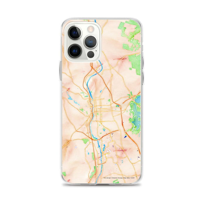 Custom Manchester New Hampshire Map iPhone 12 Pro Max Phone Case in Watercolor