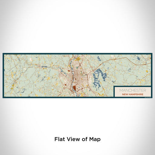 Flat View of Map Custom Manchester New Hampshire Map Enamel Mug in Woodblock