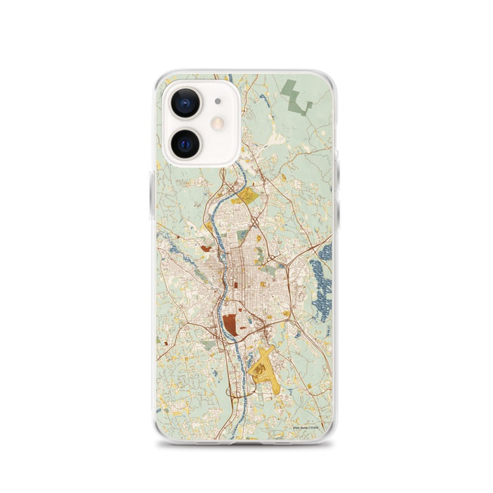 Custom Manchester New Hampshire Map iPhone 12 Phone Case in Woodblock