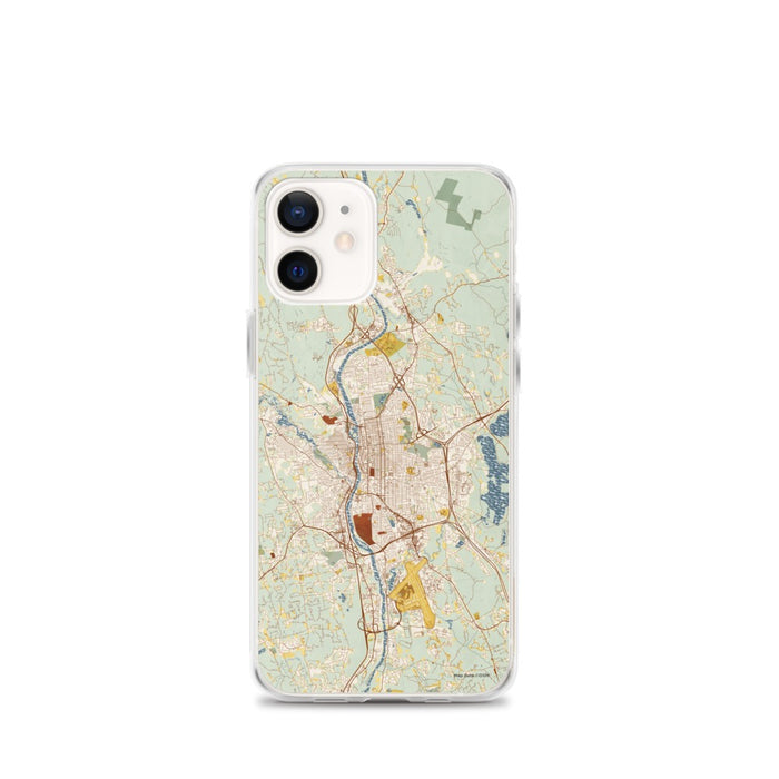 Custom Manchester New Hampshire Map iPhone 12 mini Phone Case in Woodblock