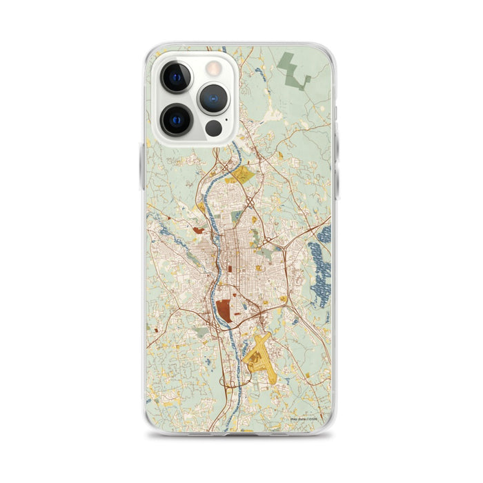 Custom Manchester New Hampshire Map iPhone 12 Pro Max Phone Case in Woodblock