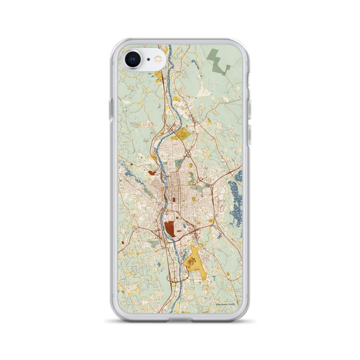 Custom Manchester New Hampshire Map iPhone SE Phone Case in Woodblock