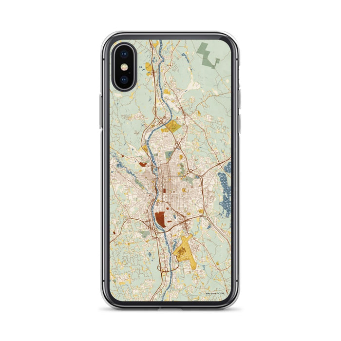 Custom Manchester New Hampshire Map Phone Case in Woodblock