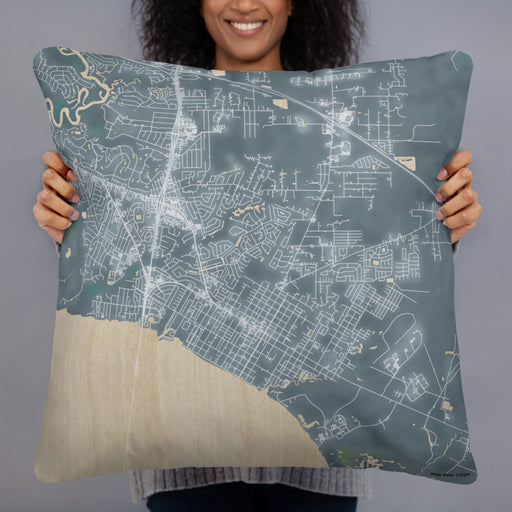 Person holding 22x22 Custom Mandeville Louisiana Map Throw Pillow in Afternoon