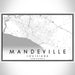 Mandeville Louisiana Map Print Landscape Orientation in Classic Style With Shaded Background