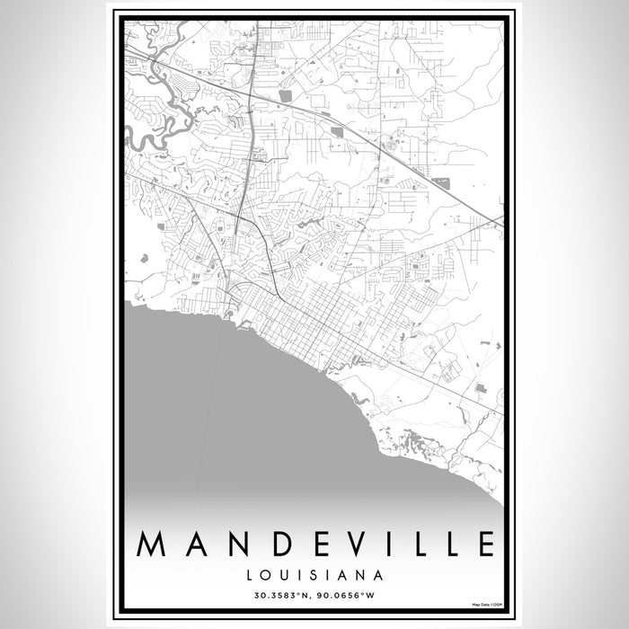Mandeville Louisiana Map Print Portrait Orientation in Classic Style With Shaded Background
