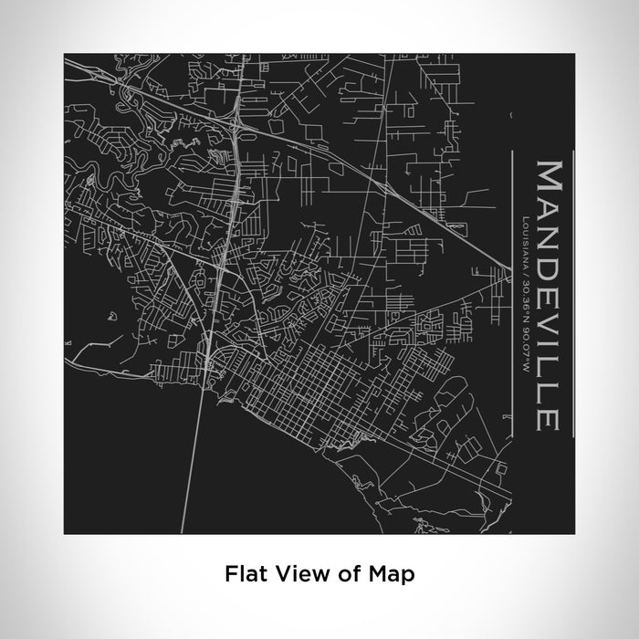 Rendered View of Mandeville Louisiana Map Engraving on 17oz Stainless Steel Insulated Tumbler in Black