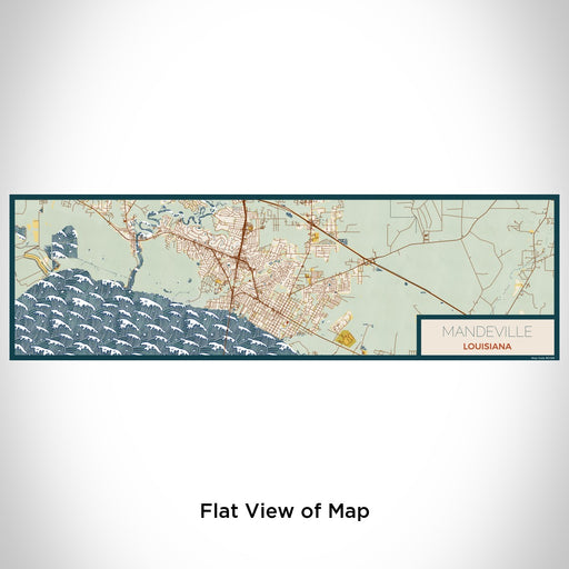 Flat View of Map Custom Mandeville Louisiana Map Enamel Mug in Woodblock