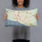 Person holding 20x12 Custom Mandeville Louisiana Map Throw Pillow in Woodblock