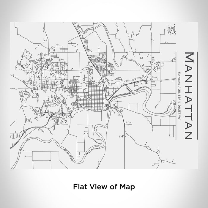 Rendered View of Manhattan Kansas Map Engraving on 20oz Stainless Steel Insulated Bottle with Bamboo Top in White