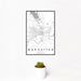 12x18 Manhattan Kansas Map Print Portrait Orientation in Classic Style With Small Cactus Plant in White Planter