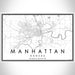 Manhattan Kansas Map Print Landscape Orientation in Classic Style With Shaded Background