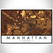 Manhattan Kansas Map Print Landscape Orientation in Ember Style With Shaded Background