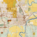 Manhattan Kansas Map Print in Woodblock Style Zoomed In Close Up Showing Details