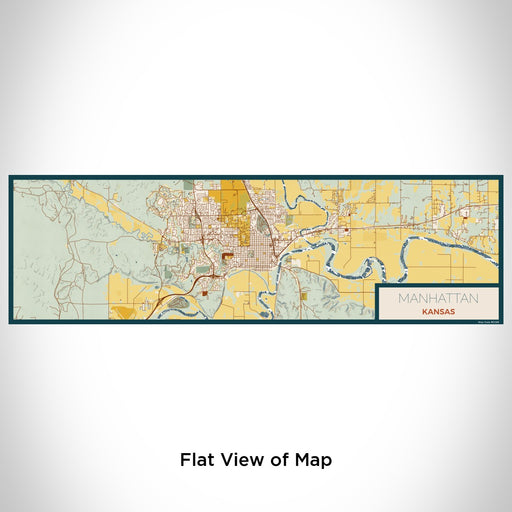 Flat View of Map Custom Manhattan Kansas Map Enamel Mug in Woodblock