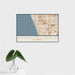 16x24 Manhattan Beach California Map Print Landscape Orientation in Woodblock Style With Tropical Plant Leaves in Water