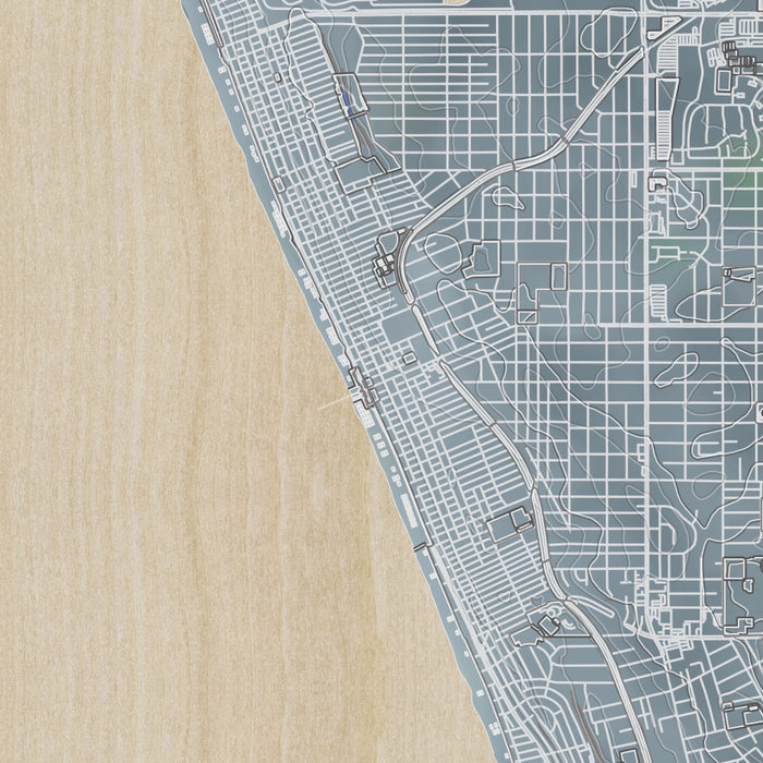 Manhattan Beach California Map Print in Afternoon Style Zoomed In Close Up Showing Details