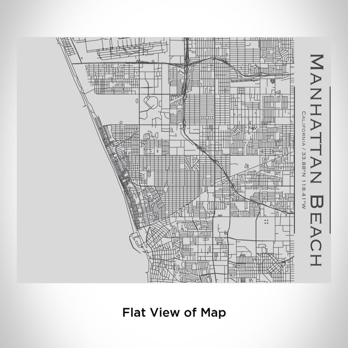 Rendered View of Manhattan Beach California Map Engraving on 20oz Stainless Steel Insulated Bottle with Bamboo Top