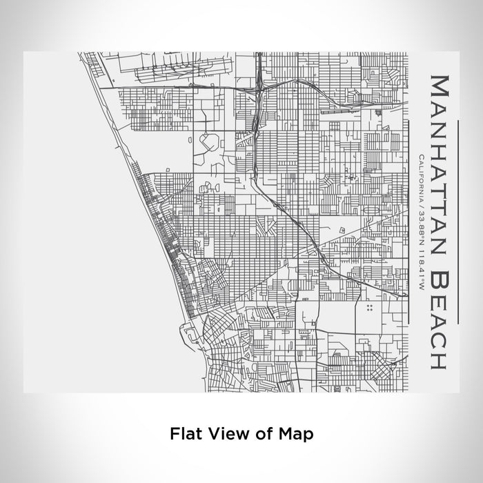 Rendered View of Manhattan Beach California Map Engraving on 20oz Stainless Steel Insulated Bottle with Bamboo Top in White