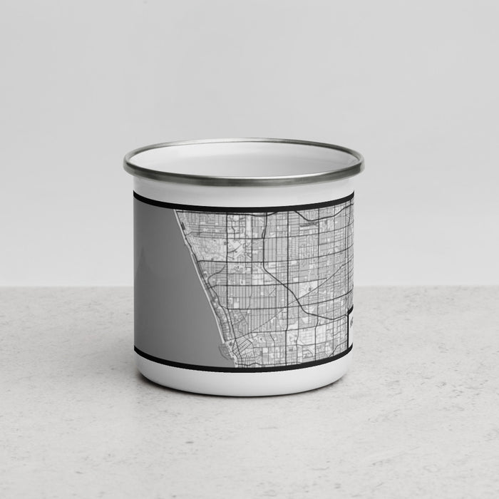 Front View Custom Manhattan Beach California Map Enamel Mug in Classic