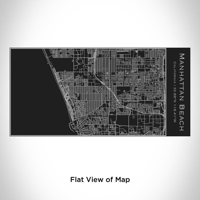 Rendered View of Manhattan Beach California Map Engraving on 17oz Stainless Steel Insulated Cola Bottle in Black