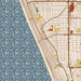 Manhattan Beach California Map Print in Woodblock Style Zoomed In Close Up Showing Details