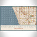 Manhattan Beach California Map Print Landscape Orientation in Woodblock Style With Shaded Background