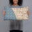 Person holding 20x12 Custom Manhattan Beach California Map Throw Pillow in Woodblock