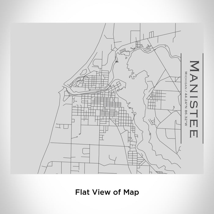 Rendered View of Manistee Michigan Map Engraving on 20oz Stainless Steel Insulated Bottle with Bamboo Top