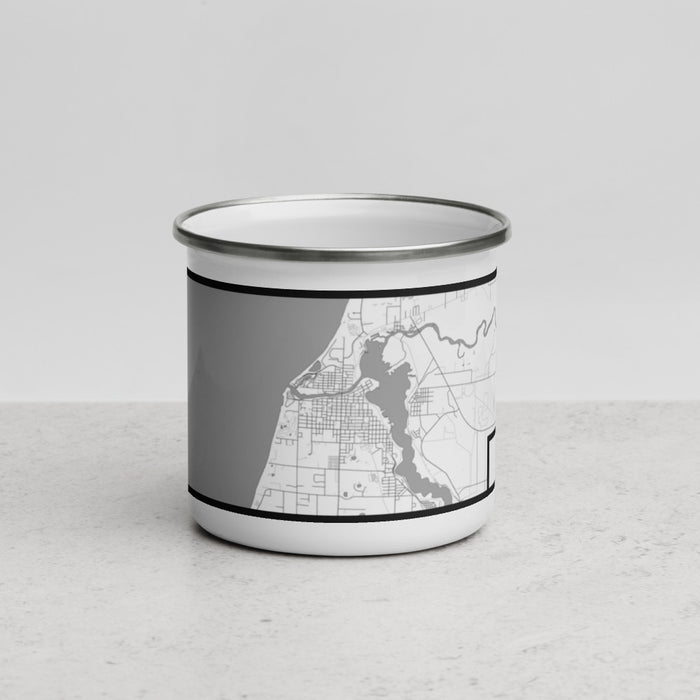 Front View Custom Manistee Michigan Map Enamel Mug in Classic