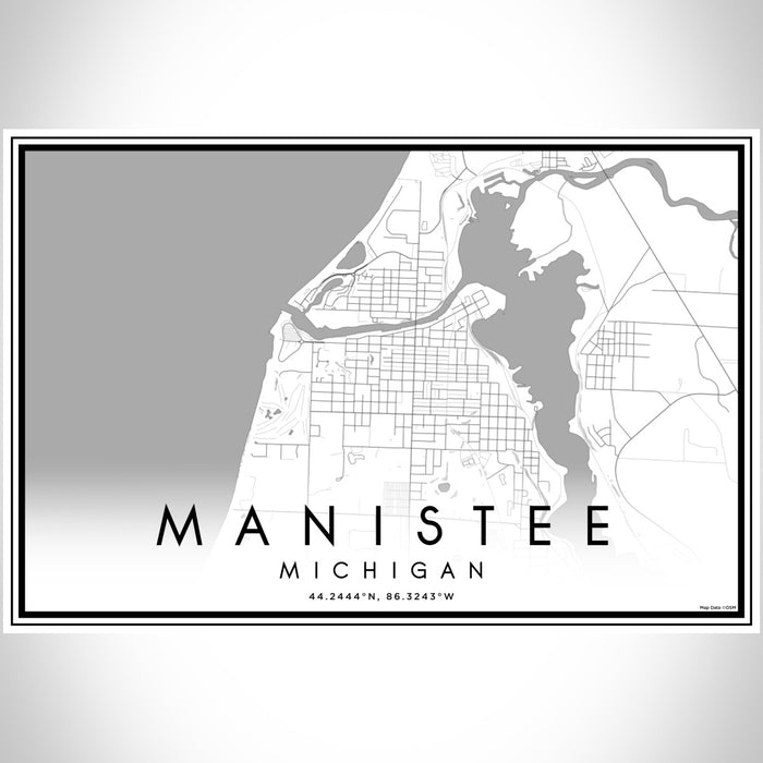 Manistee Michigan Map Print Landscape Orientation in Classic Style With Shaded Background