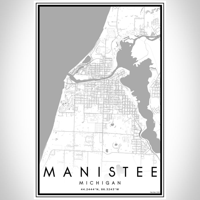 Manistee Michigan Map Print Portrait Orientation in Classic Style With Shaded Background