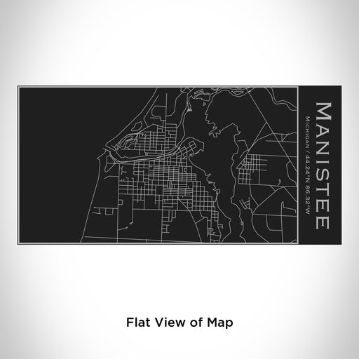 Rendered View of Manistee Michigan Map Engraving on 17oz Stainless Steel Insulated Cola Bottle in Black