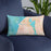 Custom Manistee Michigan Map Throw Pillow in Watercolor on Blue Colored Chair