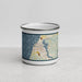 Front View Custom Manistee Michigan Map Enamel Mug in Woodblock