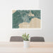 24x36 Manistique Michigan Map Print Lanscape Orientation in Afternoon Style Behind 2 Chairs Table and Potted Plant