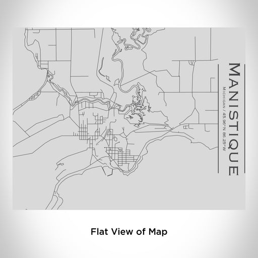 Rendered View of Manistique Michigan Map Engraving on 20oz Stainless Steel Insulated Bottle with Bamboo Top