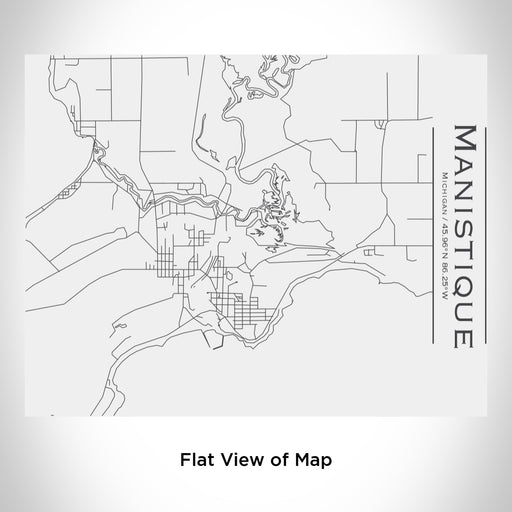 Rendered View of Manistique Michigan Map Engraving on 20oz Stainless Steel Insulated Bottle with Bamboo Top in White