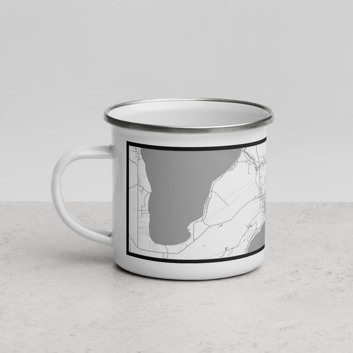 Left View Custom Manistique Michigan Map Enamel Mug in Classic