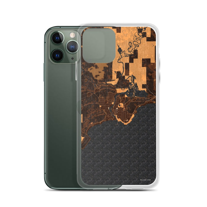 Custom Manistique Michigan Map Phone Case in Ember