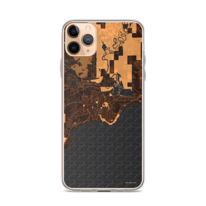 Custom iPhone 11 Pro Max Manistique Michigan Map Phone Case in Ember