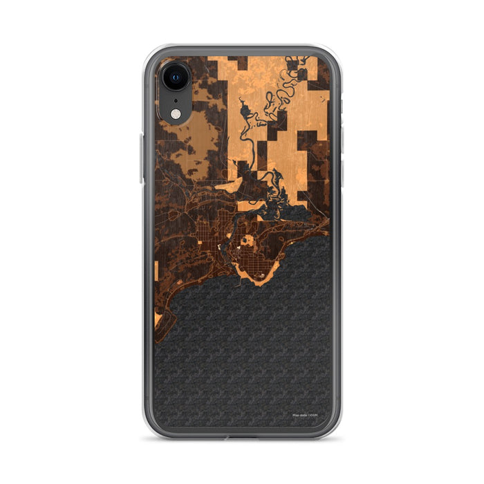 Custom iPhone XR Manistique Michigan Map Phone Case in Ember