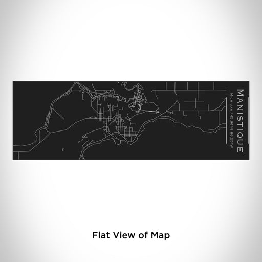 Rendered View of Manistique Michigan Map Engraving on 10oz Stainless Steel Insulated Cup with Sliding Lid in Black