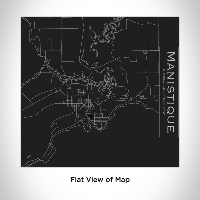 Rendered View of Manistique Michigan Map Engraving on 17oz Stainless Steel Insulated Tumbler in Black