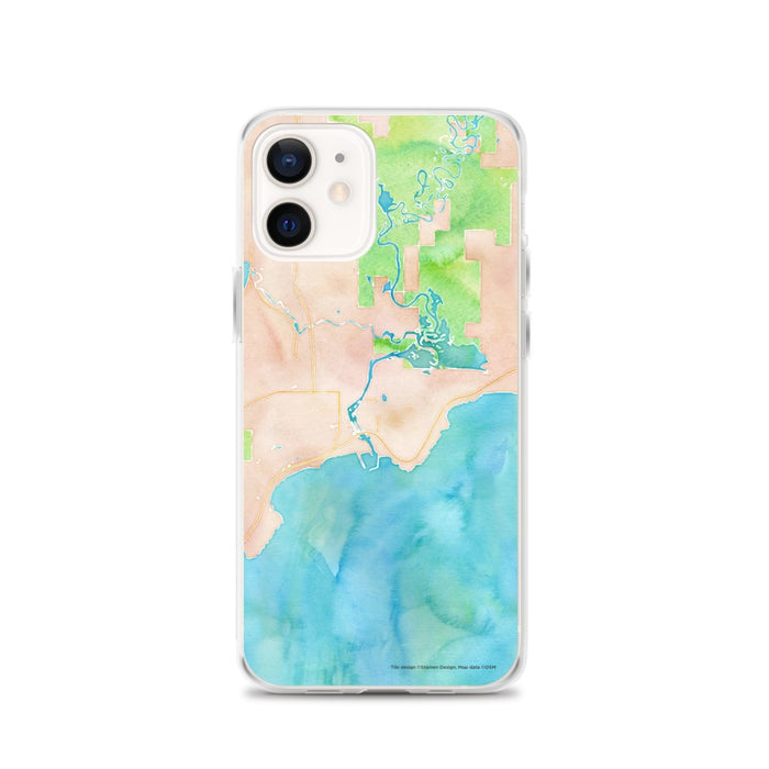 Custom iPhone 12 Manistique Michigan Map Phone Case in Watercolor