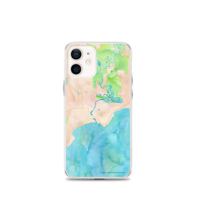 Custom iPhone 12 mini Manistique Michigan Map Phone Case in Watercolor