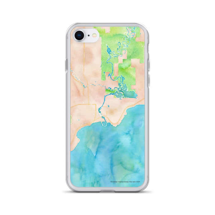 Custom iPhone SE Manistique Michigan Map Phone Case in Watercolor