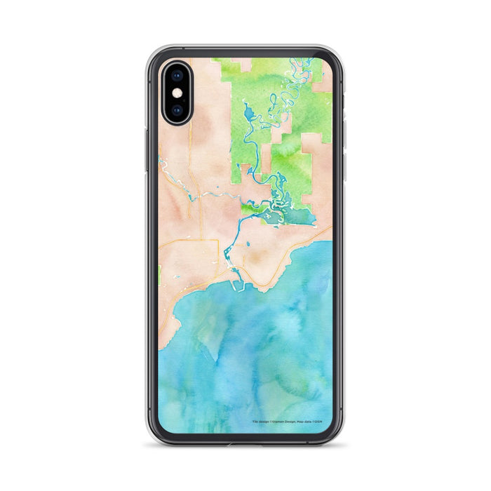 Custom iPhone XS Max Manistique Michigan Map Phone Case in Watercolor