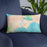 Custom Manistique Michigan Map Throw Pillow in Watercolor on Blue Colored Chair