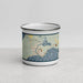 Front View Custom Manistique Michigan Map Enamel Mug in Woodblock
